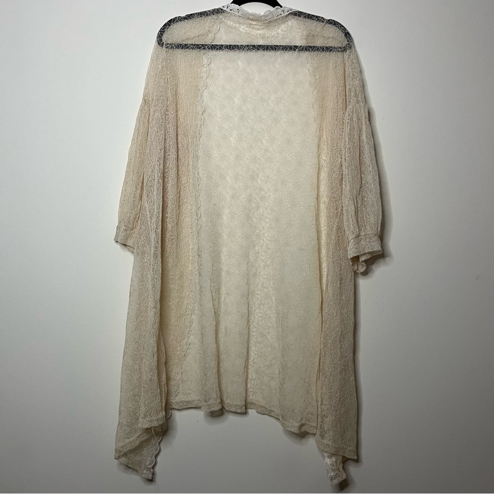 VTG DEAR YN Antique Cream Sheer Lace Festival Embroidered Lingerie Duster Robe - Picture 4 of 6